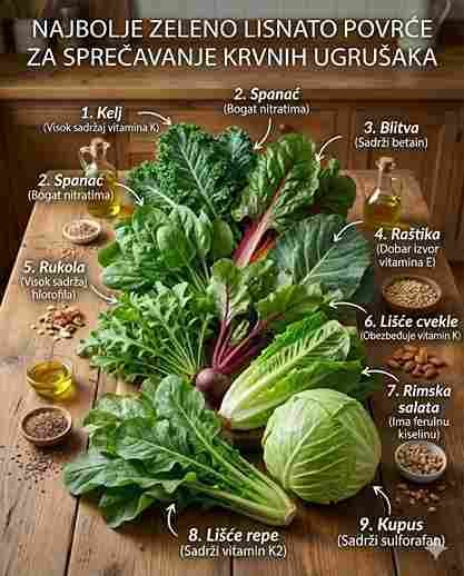 9 Najboljih lisnatih zelenih povrća koja prirodno sprječavaju stvaranje krvnih ugrušaka 🌿🥗