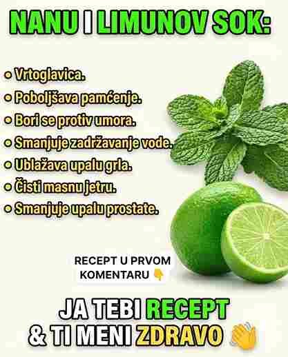 Šta se dešava u vašem tijelu kada pijete sok od mente i limuna