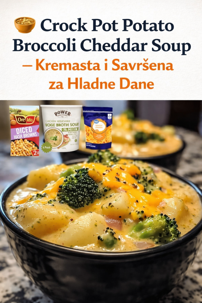 🥣 Crock Pot Potato Broccoli Cheddar Soup – Kremasta i Savršena za Hladne Dane